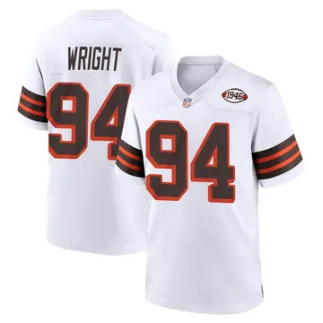 Nike Alex Wright Men's Game Cleveland Browns White 1946 Collection Alternate Jersey