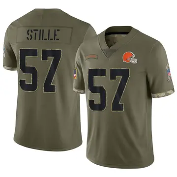 Nike Ben Stille Youth Limited Cleveland Browns Olive 2022 Salute To Service Jersey