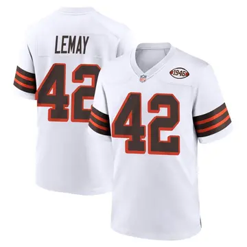 Nike Benny LeMay Men's Game Cleveland Browns White 1946 Collection Alternate Jersey