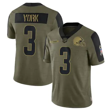 Nike Cade York Men's Limited Cleveland Browns Olive 2021 Salute To Service Jersey