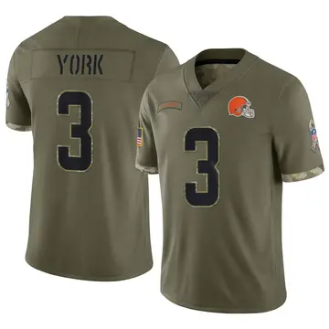 Nike Cade York Men's Limited Cleveland Browns Olive 2022 Salute To Service Jersey