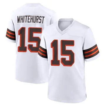 Nike Charlie Whitehurst Men's Game Cleveland Browns White 1946 Collection Alternate Jersey