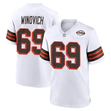 Nike Chase Winovich Men's Game Cleveland Browns White 1946 Collection Alternate Jersey