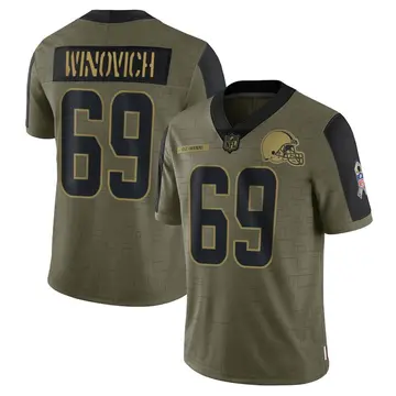 Nike Chase Winovich Men's Limited Cleveland Browns Olive 2021 Salute To Service Jersey