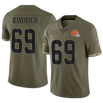 Nike Chase Winovich Men's Limited Cleveland Browns Olive 2022 Salute To Service Jersey