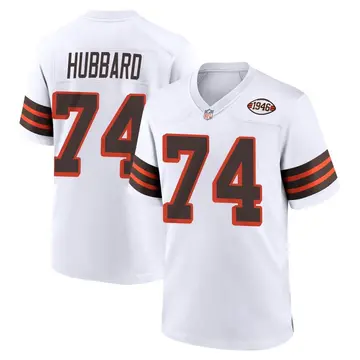 Nike Chris Hubbard Men's Game Cleveland Browns White 1946 Collection Alternate Jersey