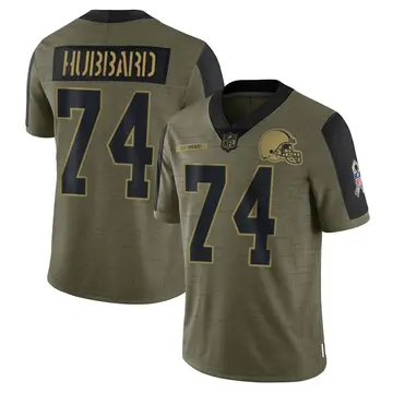Nike Chris Hubbard Men's Limited Cleveland Browns Olive 2021 Salute To Service Jersey