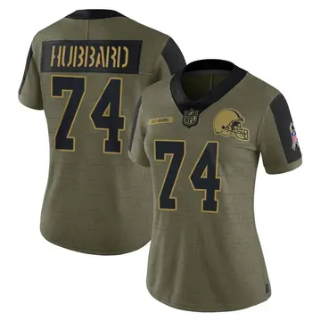 Nike Chris Hubbard Women's Limited Cleveland Browns Olive 2021 Salute To Service Jersey