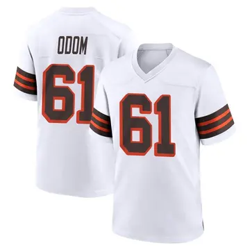 Nike Chris Odom Men's Game Cleveland Browns White 1946 Collection Alternate Jersey
