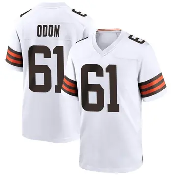 Nike Chris Odom Men's Game Cleveland Browns White Jersey