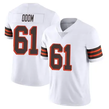 Nike Chris Odom Men's Limited Cleveland Browns White Vapor 1946 Collection Alternate Jersey