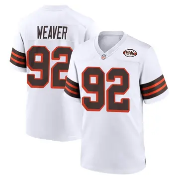 Nike Curtis Weaver Men's Game Cleveland Browns White 1946 Collection Alternate Jersey