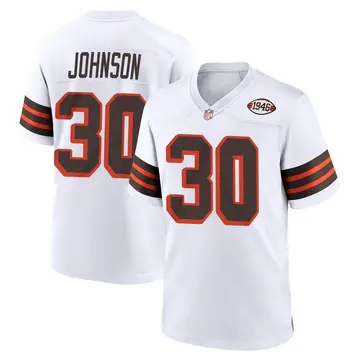Nike D'Ernest Johnson Men's Game Cleveland Browns White 1946 Collection Alternate Jersey