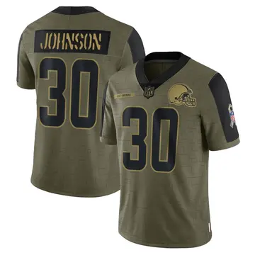 Nike D'Ernest Johnson Men's Limited Cleveland Browns Olive 2021 Salute To Service Jersey