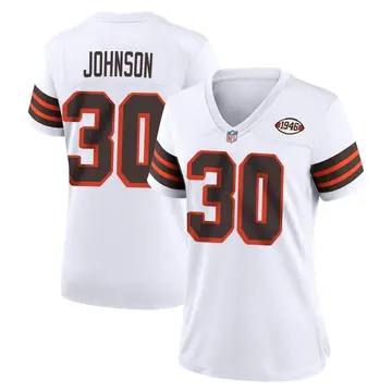 Nike D'Ernest Johnson Women's Game Cleveland Browns White 1946 Collection Alternate Jersey