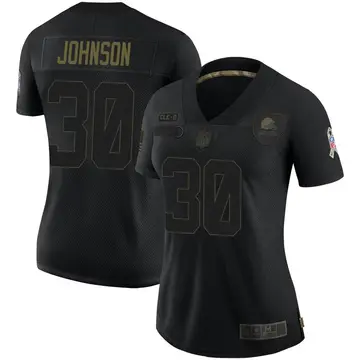 Nike D'Ernest Johnson Women's Limited Cleveland Browns Black 2020 Salute To Service Jersey