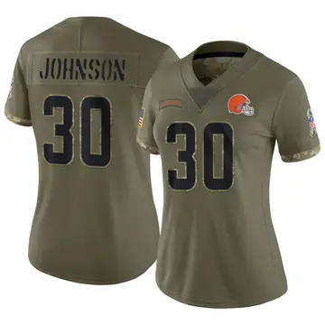 Nike D'Ernest Johnson Women's Limited Cleveland Browns Olive 2022 Salute To Service Jersey