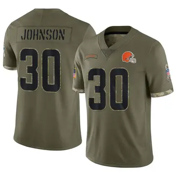 Nike D'Ernest Johnson Youth Limited Cleveland Browns Olive 2022 Salute To Service Jersey