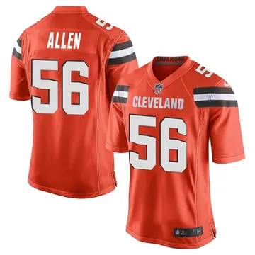 Nike Dakota Allen Men's Game Cleveland Browns Orange Alternate Jersey