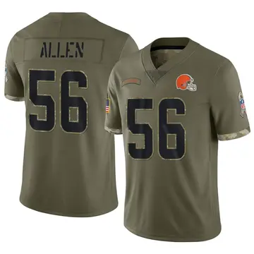 Nike Dakota Allen Men's Limited Cleveland Browns Olive 2022 Salute To Service Jersey