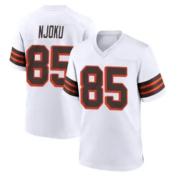 Nike David Njoku Men's Game Cleveland Browns White 1946 Collection Alternate Jersey