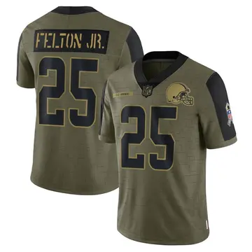 Nike Demetric Felton Jr. Men's Limited Cleveland Browns Olive 2021 Salute To Service Jersey