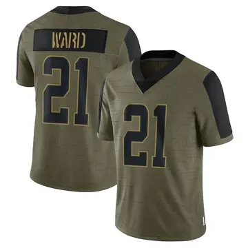 Nike Denzel Ward Men's Limited Cleveland Browns Olive 2021 Salute To Service Jersey