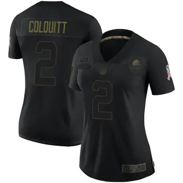 Nike Dustin Colquitt Women's Limited Cleveland Browns Black 2020 Salute To Service Jersey