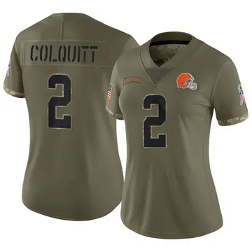 Nike Dustin Colquitt Women's Limited Cleveland Browns Olive 2022 Salute To Service Jersey
