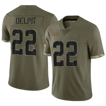 Nike Grant Delpit Men's Limited Cleveland Browns Olive 2022 Salute To Service Jersey