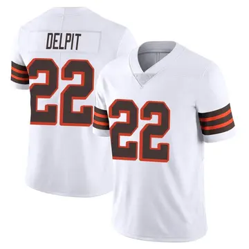 Nike Grant Delpit Men's Limited Cleveland Browns White Vapor 1946 Collection Alternate Jersey