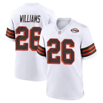 Nike Greedy Williams Men's Game Cleveland Browns White 1946 Collection Alternate Jersey