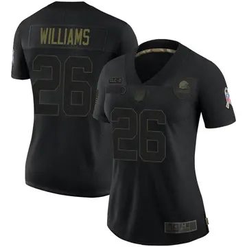 Nike Greedy Williams Women's Limited Cleveland Browns Black 2020 Salute To Service Jersey