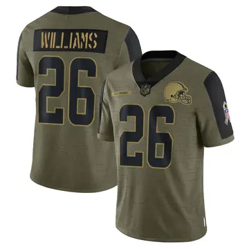 Nike Greedy Williams Youth Limited Cleveland Browns Olive 2021 Salute To Service Jersey