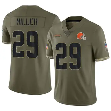 Nike Herb Miller Men's Limited Cleveland Browns Olive 2022 Salute To Service Jersey