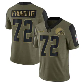 Nike Hjalte Froholdt Men's Limited Cleveland Browns Olive 2021 Salute To Service Jersey