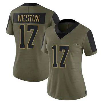 Nike Isaiah Weston Women's Limited Cleveland Browns Olive 2021 Salute To Service Jersey