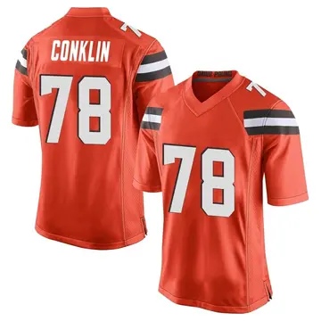 Nike Jack Conklin Men's Game Cleveland Browns Orange Alternate Jersey