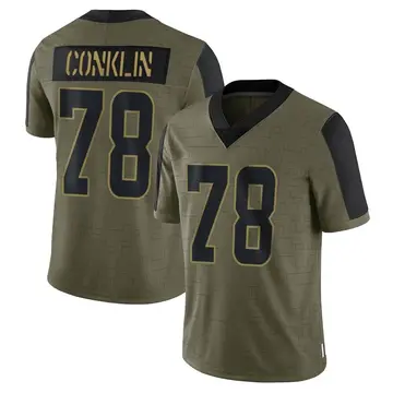 Nike Jack Conklin Men's Limited Cleveland Browns Olive 2021 Salute To Service Jersey