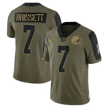 Nike Jacoby Brissett Men's Limited Cleveland Browns Olive 2021 Salute To Service Jersey