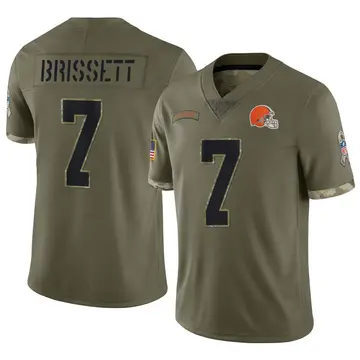 Nike Jacoby Brissett Men's Limited Cleveland Browns Olive 2022 Salute To Service Jersey