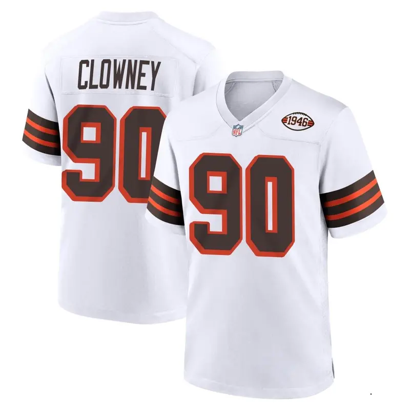 Nike Jadeveon Clowney Men's Game Cleveland Browns White 1946 Collection Alternate Jersey