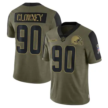 Nike Jadeveon Clowney Men's Limited Cleveland Browns Olive 2021 Salute To Service Jersey