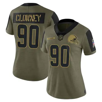 Nike Jadeveon Clowney Women's Limited Cleveland Browns Olive 2021 Salute To Service Jersey