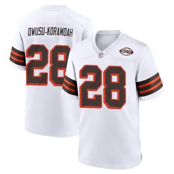 Nike Jeremiah Owusu-Koramoah Men's Game Cleveland Browns White 1946 Collection Alternate Jersey
