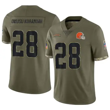 Nike Jeremiah Owusu-Koramoah Men's Limited Cleveland Browns Olive 2022 Salute To Service Jersey