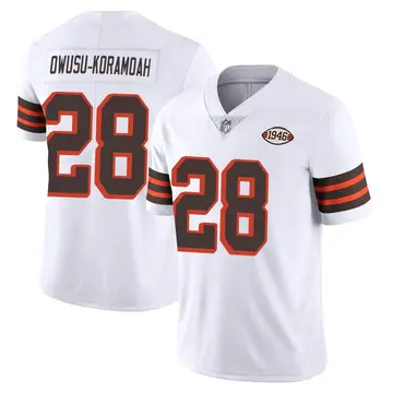 Nike Jeremiah Owusu-Koramoah Men's Limited Cleveland Browns White Vapor 1946 Collection Alternate Jersey