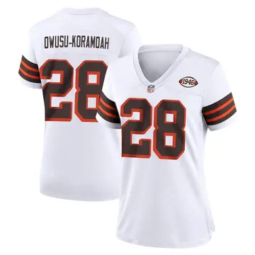 Nike Jeremiah Owusu-Koramoah Women's Game Cleveland Browns White 1946 Collection Alternate Jersey