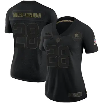 Nike Jeremiah Owusu-Koramoah Women's Limited Cleveland Browns Black 2020 Salute To Service Jersey