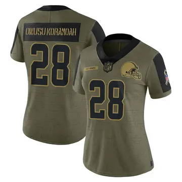 Nike Jeremiah Owusu-Koramoah Women's Limited Cleveland Browns Olive 2021 Salute To Service Jersey